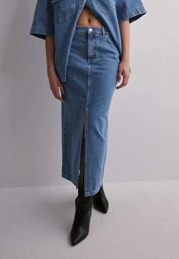 Only - Blå - Onlsophie Mw Long Skirt Dnm