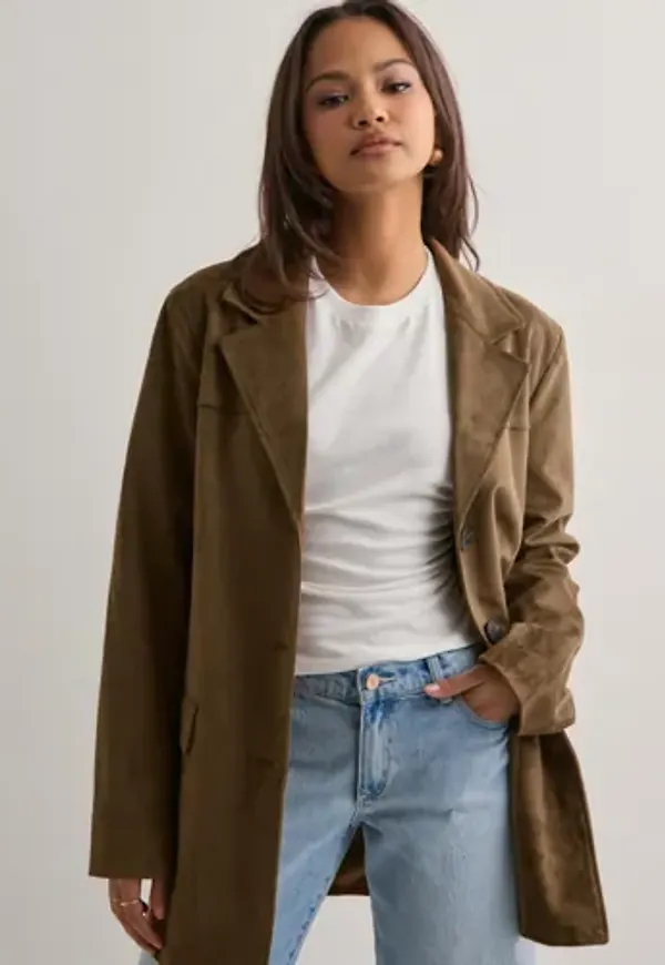 Only - Brun - Onltulip Faux Suede Blazer Coat Otw