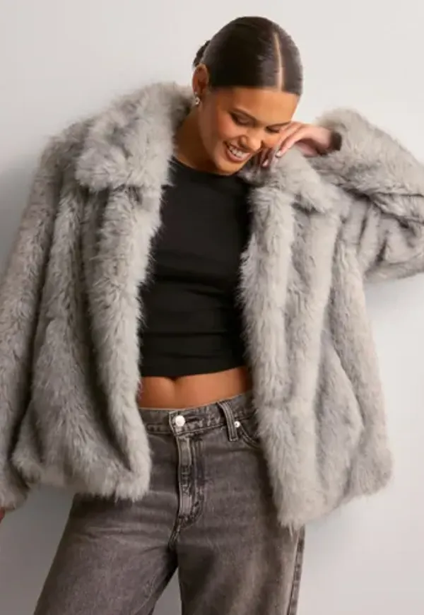 Only - Grå - Onlrubina Faux Fur Jacket Otw