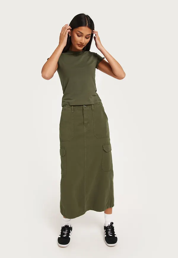 Only - Grön - Onlmalfy Long Cargo Skirt Pnt