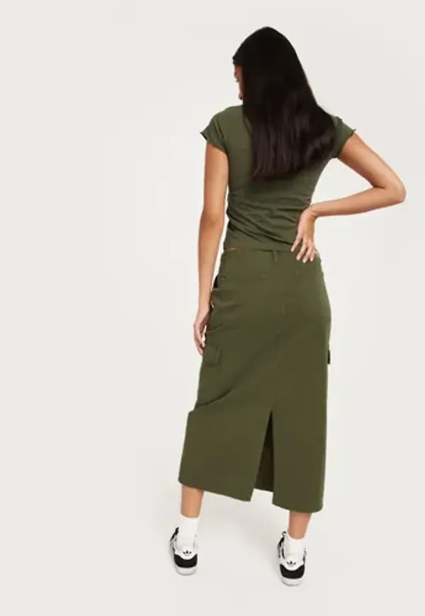 Only - Grön - Onlmalfy Long Cargo Skirt Pnt