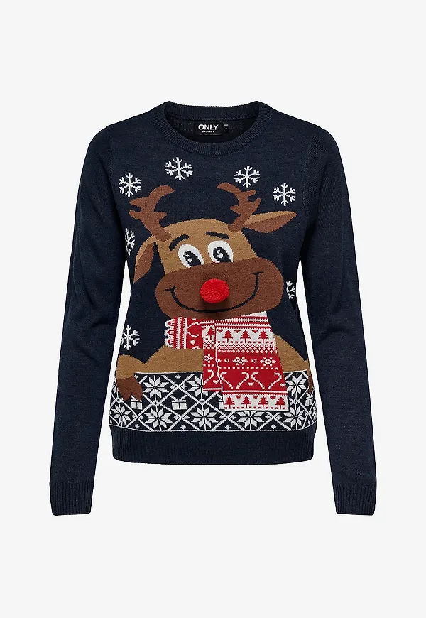 Only - Jultröja onlXmas LS O-neck Mix Detail Box KN - Blå