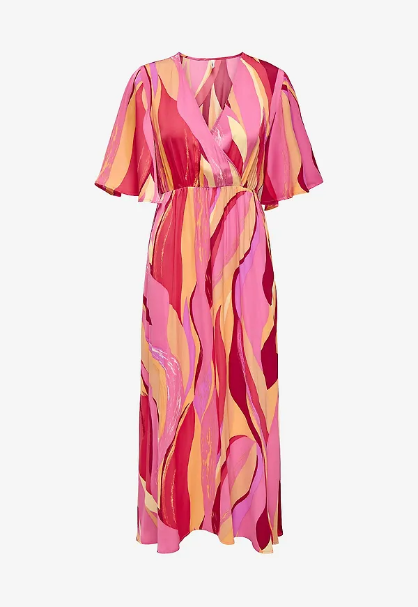 Only - Klänning onlPhiline Flared Long Dress - Rosa