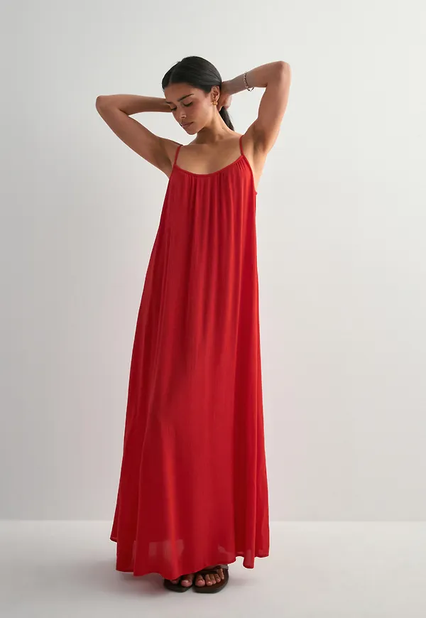 Only - Röd - Onlniki Strap Maxi Dress Wvn