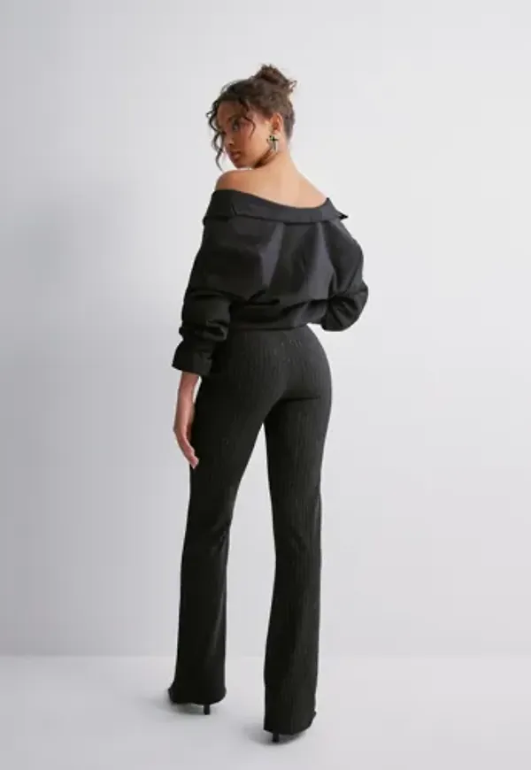 Only - Silver - Onllisa Shine Pinstripe Flared Pant