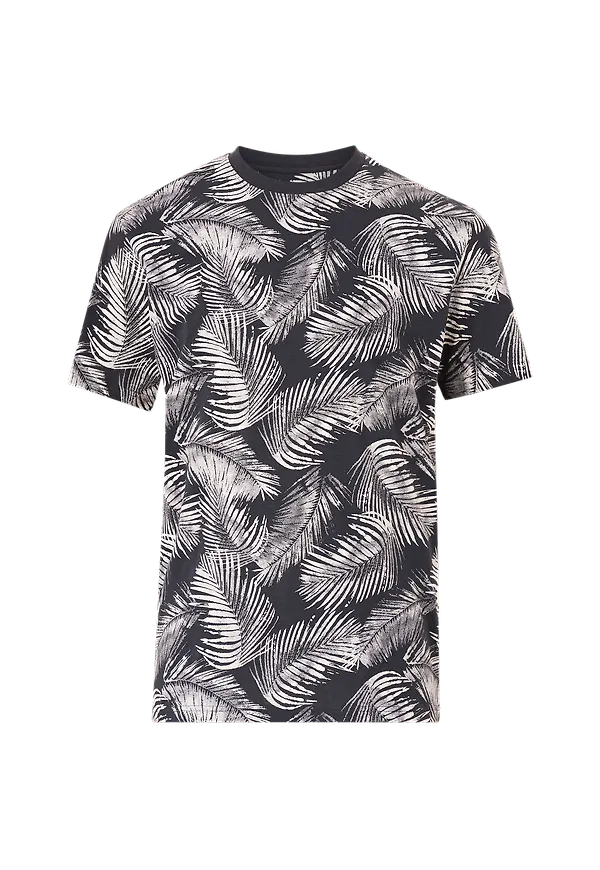 ONLY & SONS - T-shirt onsPerry Life Reg Leaf Aop SS Tee - Blå - S