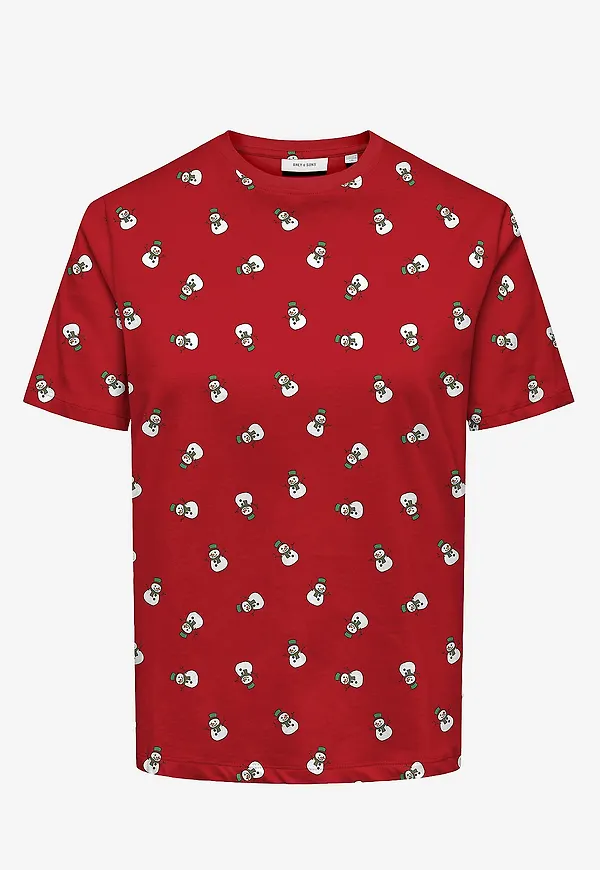 ONLY & SONS - Jul-t-shirt Onsklaus Reg SS Tee - Röd