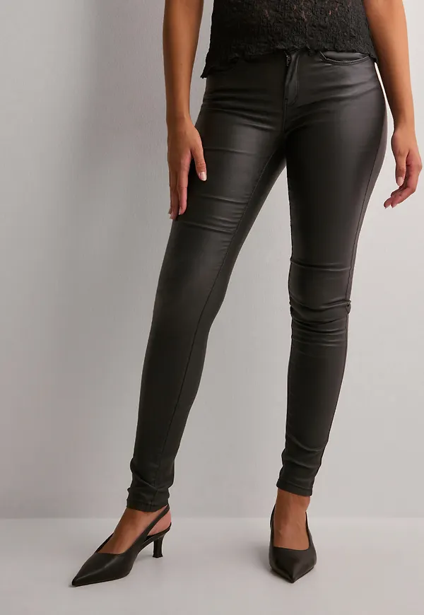 Only - Svart - Onlanne K Mid Waist Coated Jeans No