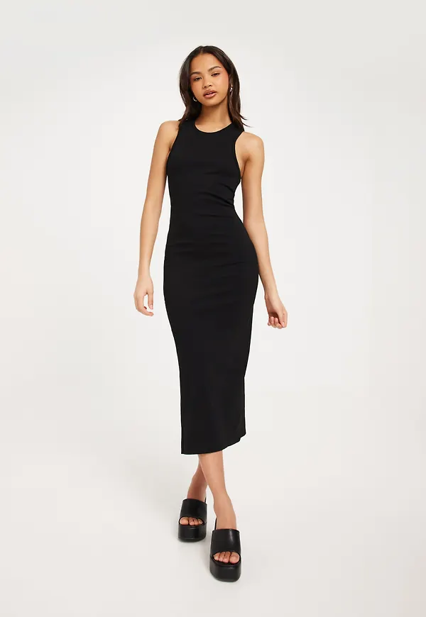 Only - Svart - Onlbelfast S/L Midi Dress Jrs Noos