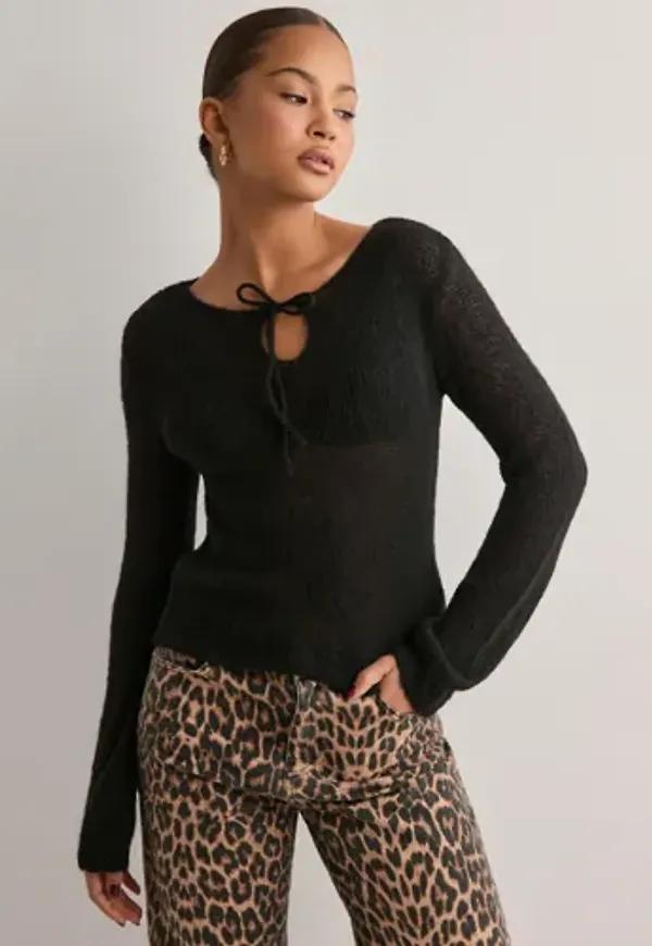 Only - Svart - Onlmisty Ls String Pullover Ex Knt