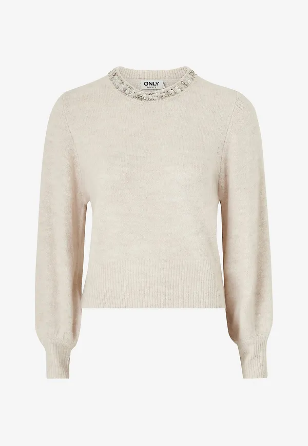 Only - Topp onlElsa L/S Pullover Knt - Beige