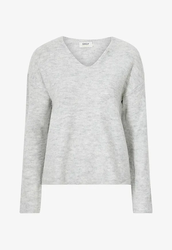 Only - Tröja onlCamilla V-neck L/S Pullover Knt - Grå