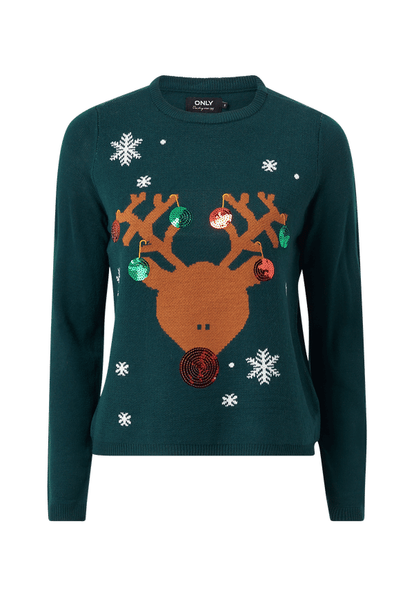 Only - Tröja onlXmas Exclusive Reind Pullover EX - Grön - 36