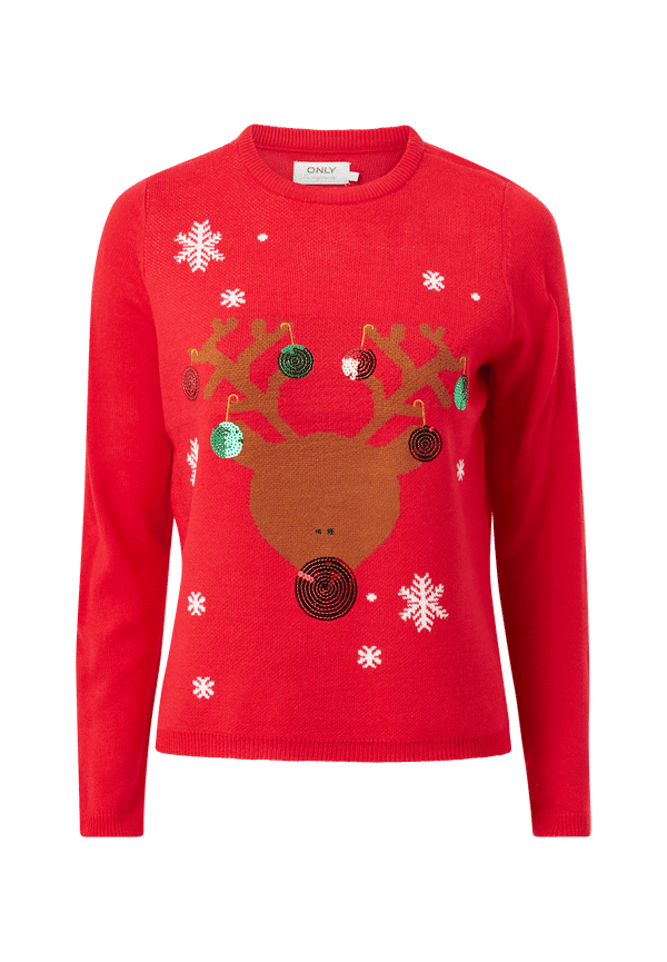 Only - Tröja onlXmas Exclusive Reind Pullover EX - Röd - 36