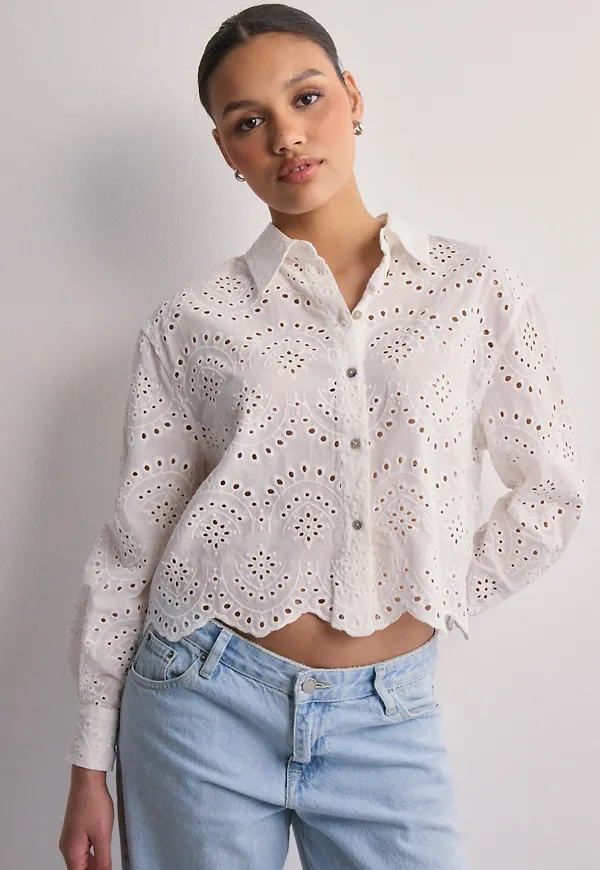 Only - Vit - Onlvalais L/S Shirt Wvn Noos