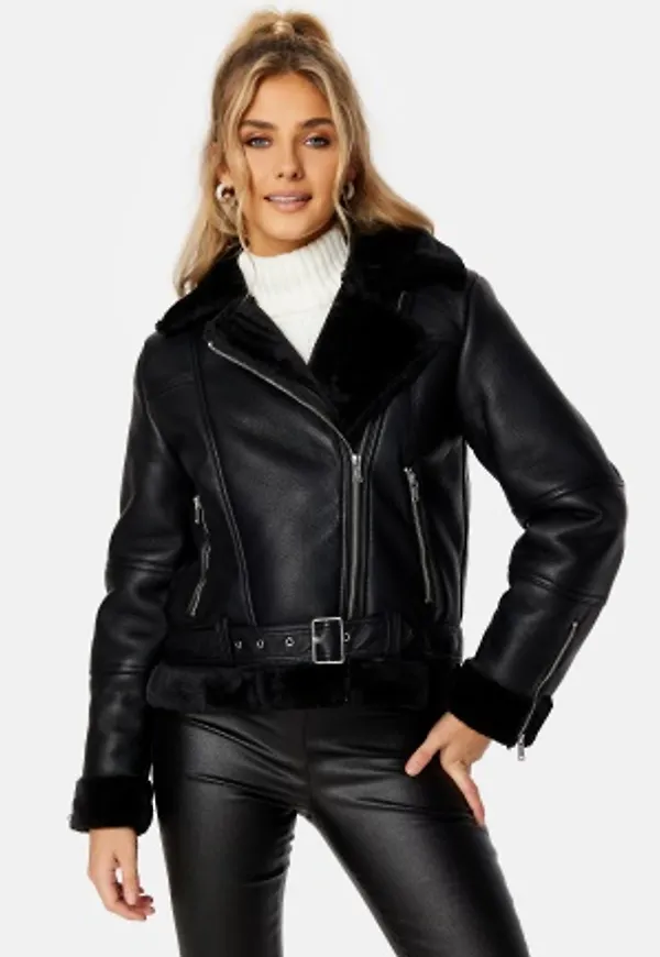 ONLY Agnete Faux Leather Biker Black L