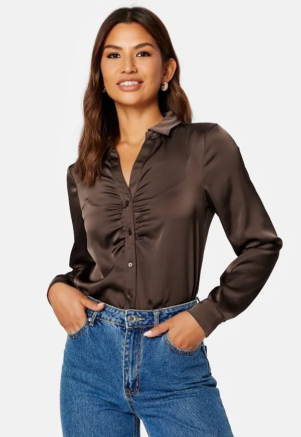 ONLY Amalie LS Shirt Hot Fudge XS