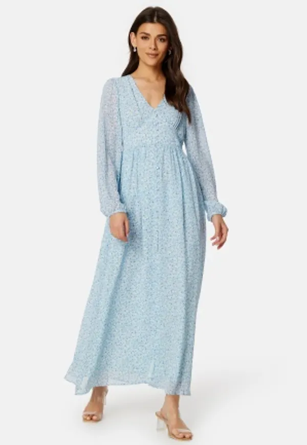 ONLY Onlamanda L/S Long Dress Cashmere Blue AOP:Al XS