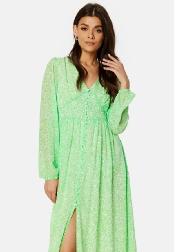 ONLY Onlamanda L/S Long Dress Summer Green AOP:Tan XS