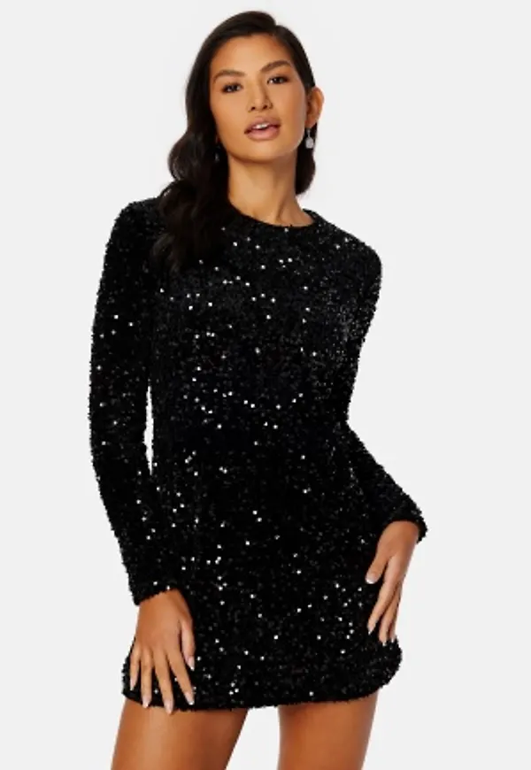 ONLY Anika Sequin LS Dress Black L