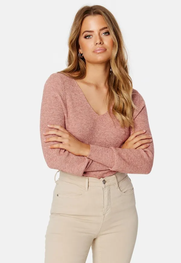 ONLY Atia L/S V-Neck Pullover Dusty Rose Melange L