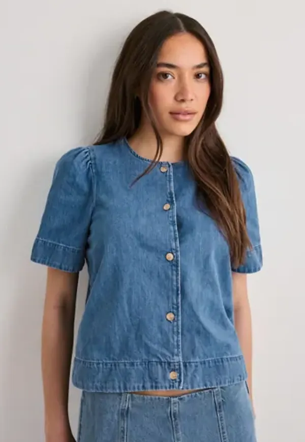Only - Blå - Onlastra Ss Dnm Shirt Qyt