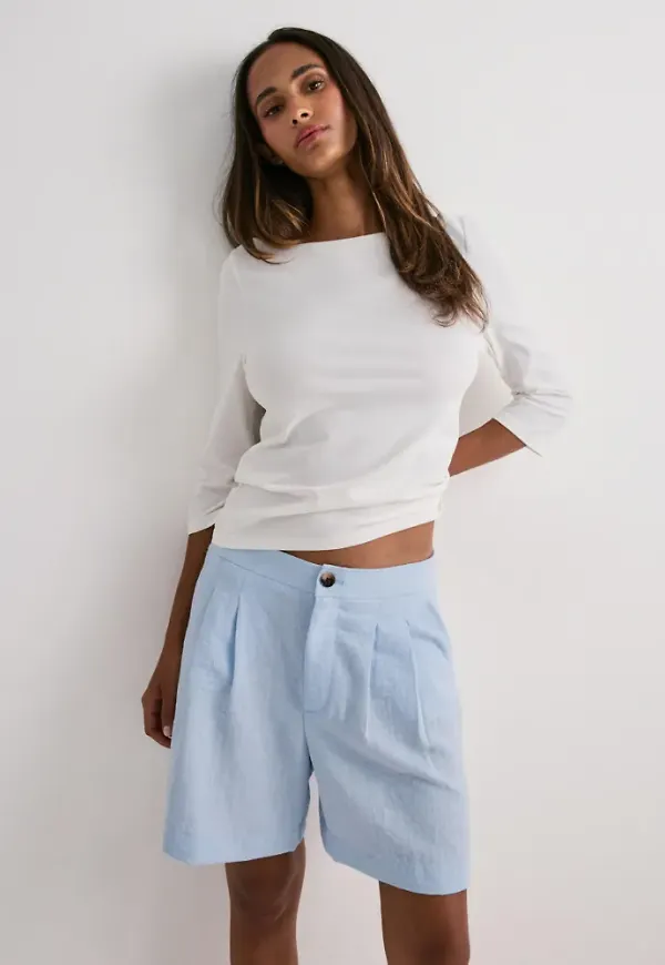 Only - Blå - Onlemmia Hw Pleat Shorts Pnt