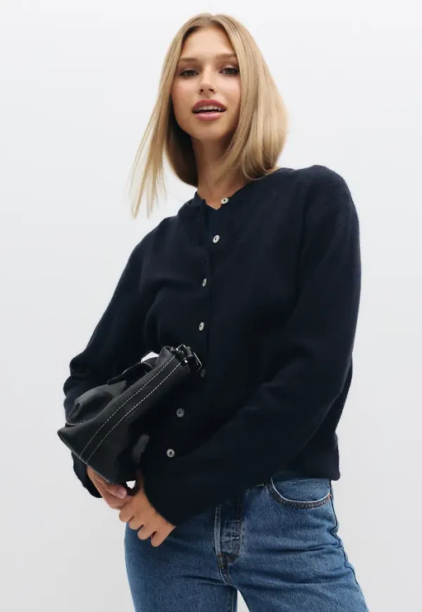 Only - Blå - Onlsimoni L/S O-Neck Cardigan Knt N