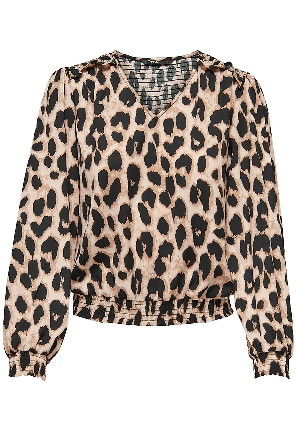 ONLY Blus 'Tiana' beige / ljusbeige / svart