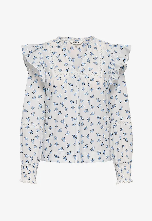 Only - Blus onlIdris LS Frill Tape - Blå