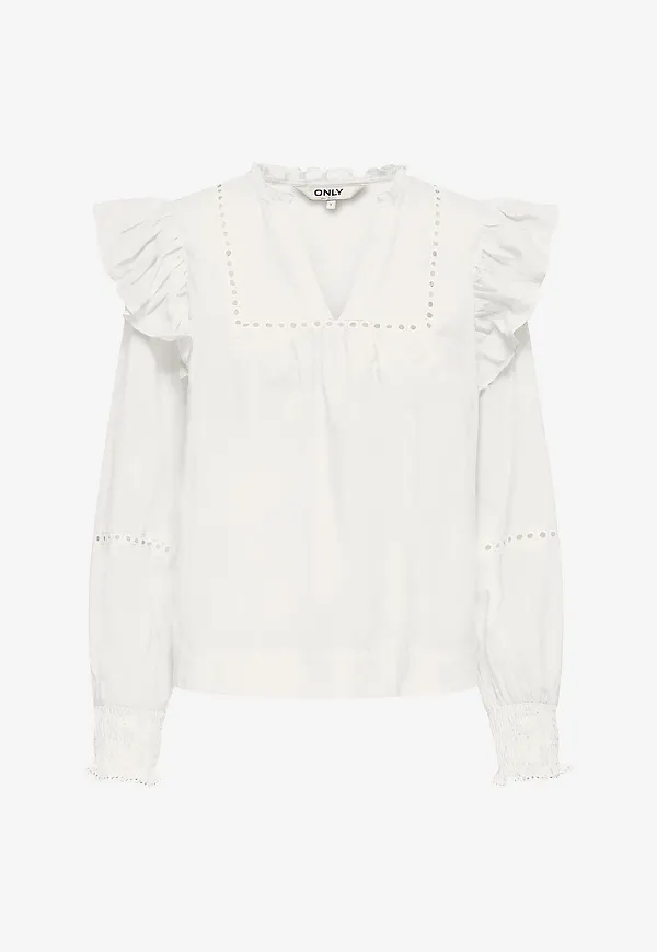Only - Blus onlIdris LS Frill Tape - Vit
