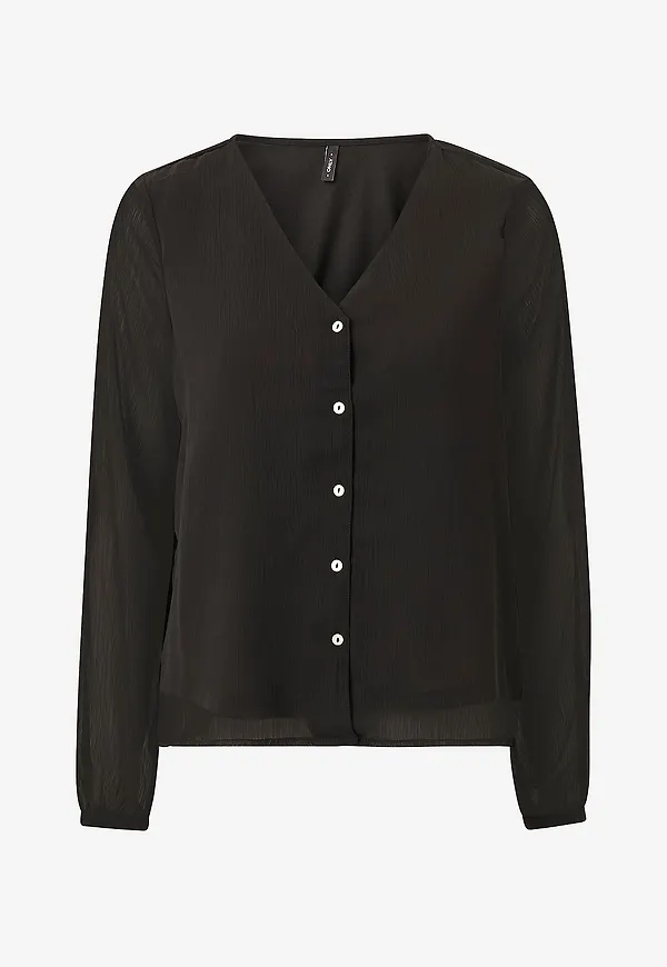 Only - Blus onlLuna L/S V-neck Top - Svart