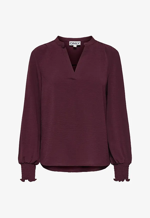 Only - Blus onlMette V-neck Smock Top Wvn - Röd