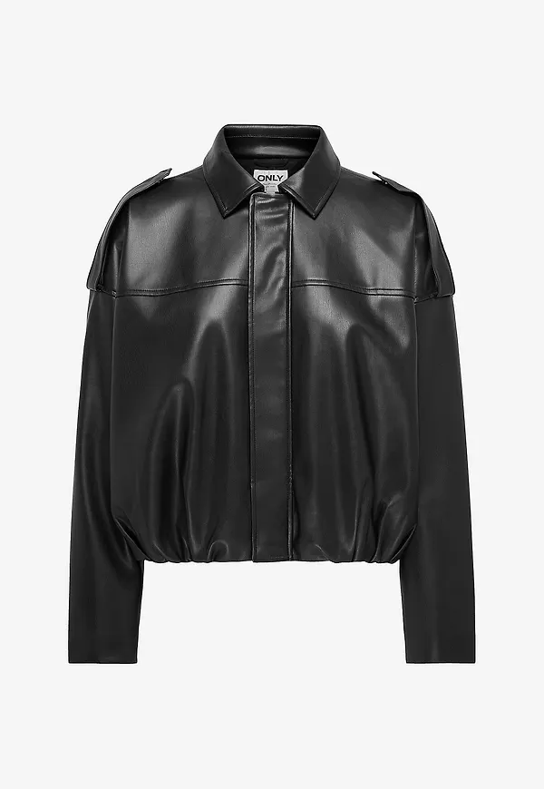 Only - Bomberjacka Onlmoon-neli L/s Faux Leather - Svart