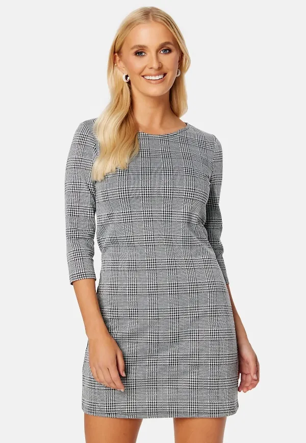 ONLY Brilliant 3/4 Check Dress Black Checks:Cloud D M