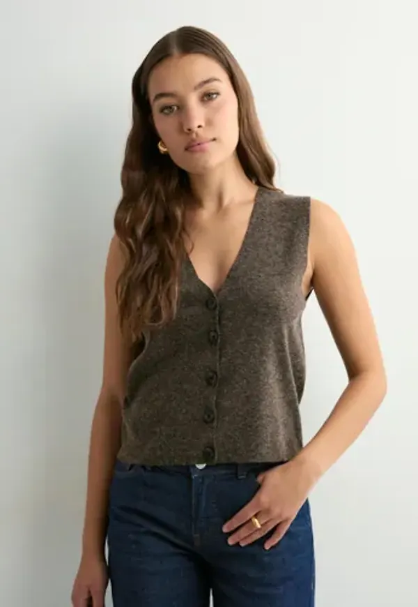 Only - Brun - Onlbillie Sl Vest Cc Knt