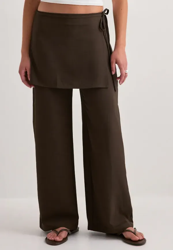 Only - Brun - Onlbretty Skirt Detail Trousers Wvn