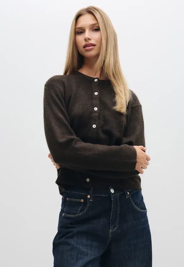 Only - Brun - Onlsimoni L/S O-Neck Cardigan Knt N