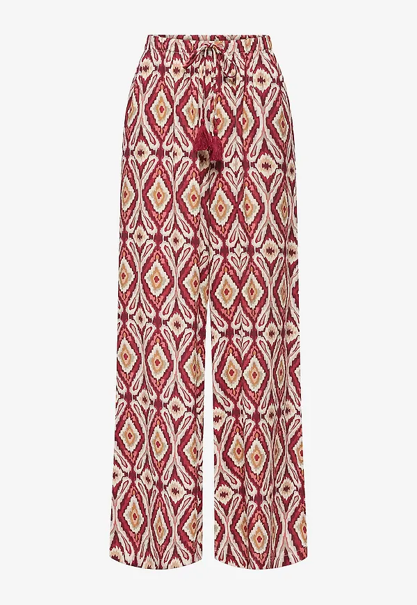 Only - Byxor onlGini Mikasi Wide Pull UP Pant WV - Röd