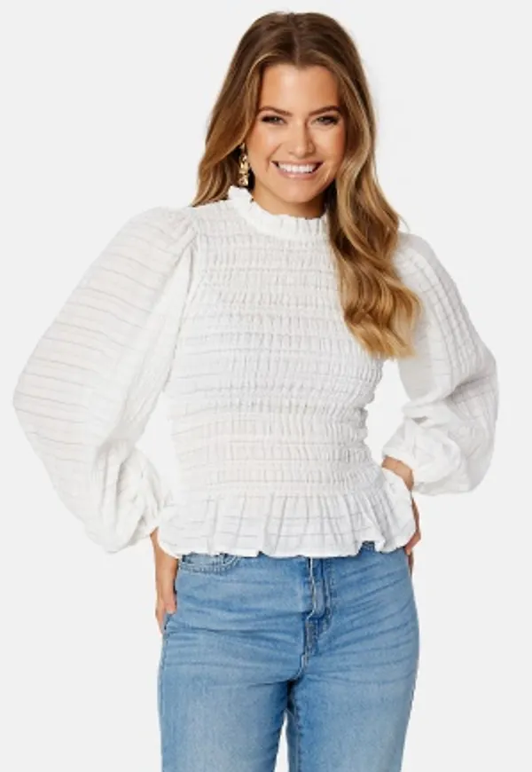 ONLY Carla LS Smock Top Bright White L