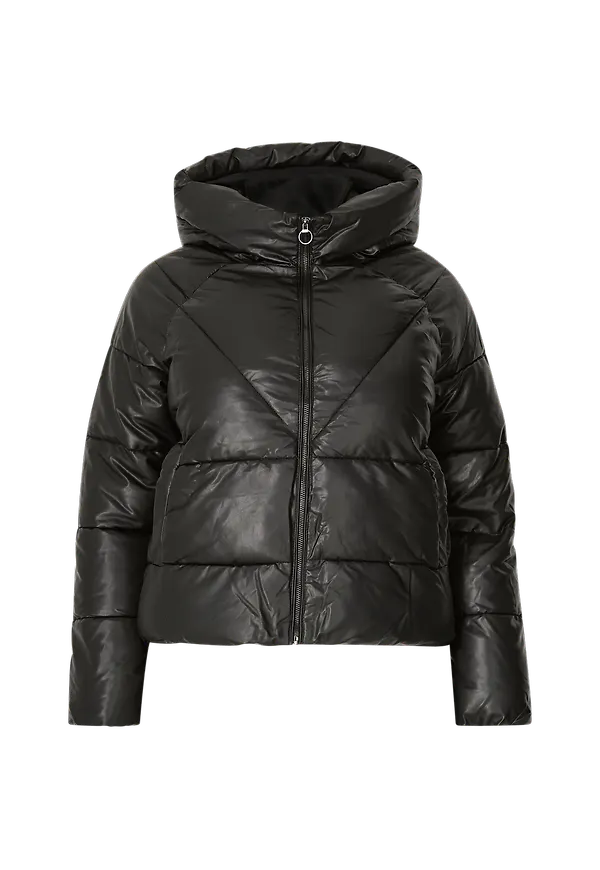 Only Carmakoma - Jacka carAnja Faux Leather Puffer CC Otw - Svart - 50/52