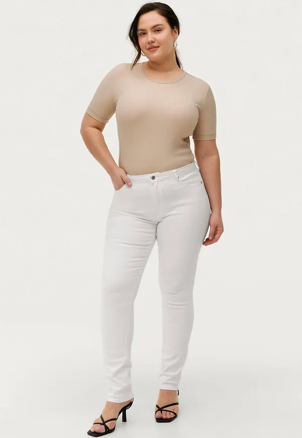 Only Carmakoma - Jeans carLaola HW Slim Jns - Vit