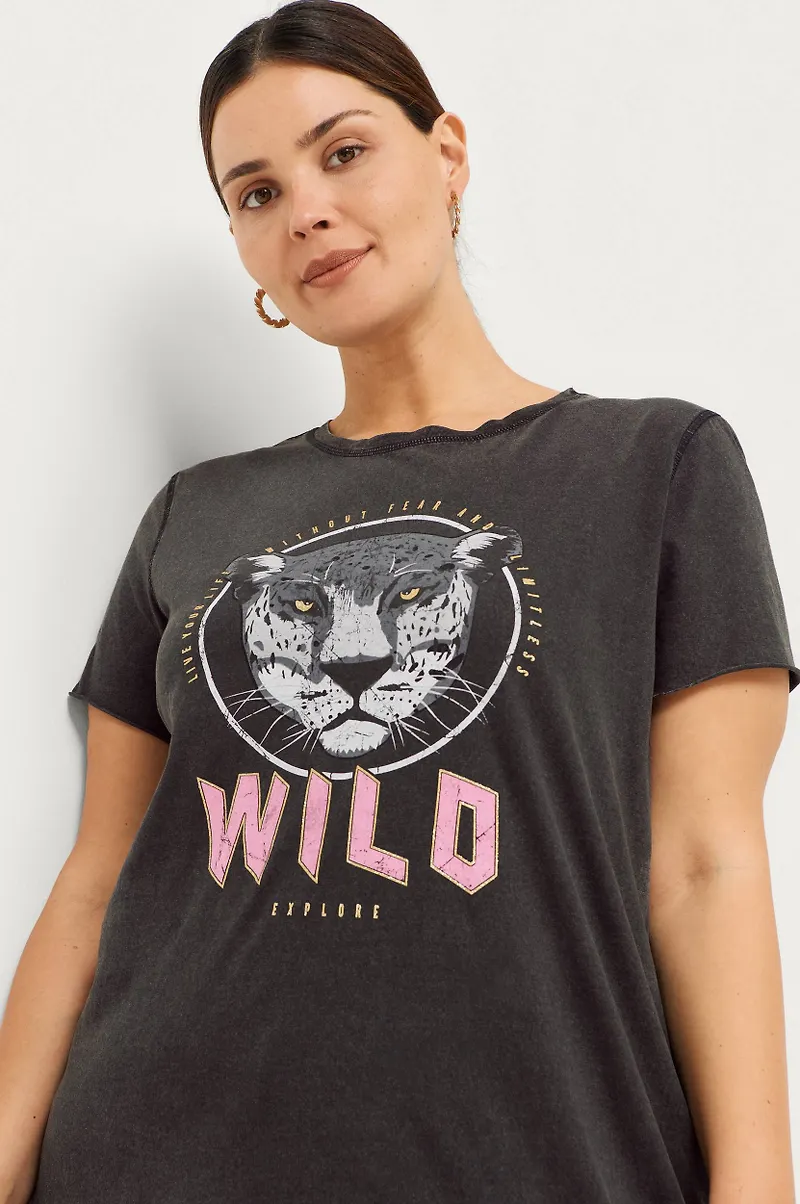 Only Carmakoma - Topp carMiko Leo SS Long Tee - Svart