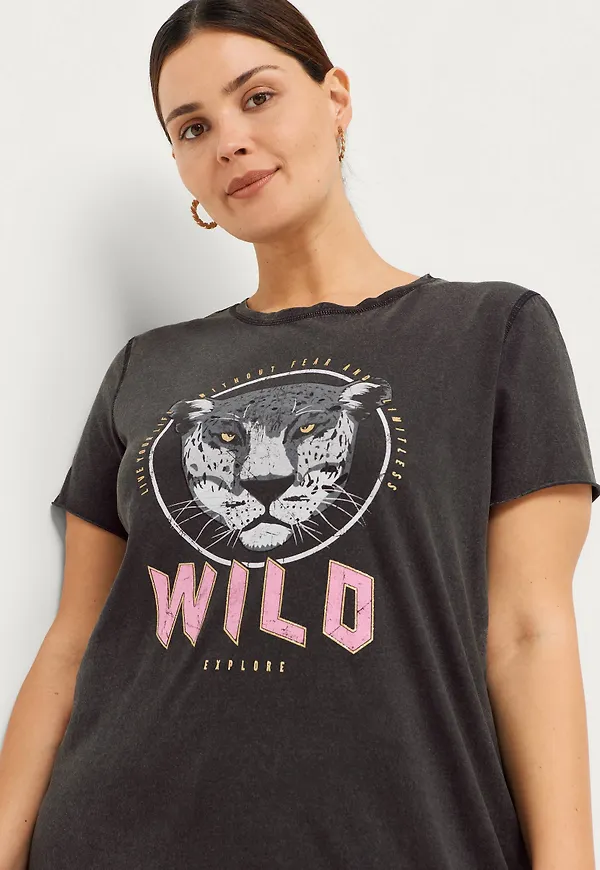 Only Carmakoma - Topp carMiko Leo SS Long Tee - Svart