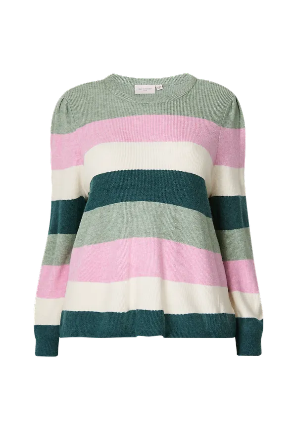 Only Carmakoma - Tröja carKaria L/S Stripe Pulllover Knt - Grön