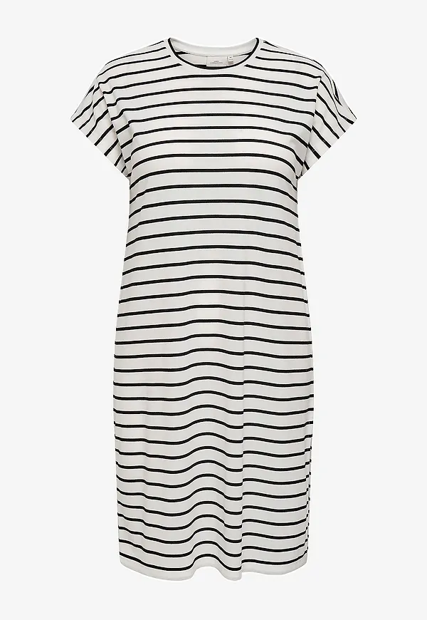Only Carmakoma - Klänning carPilly IN One Stripe O-neck - Vit – Ellos