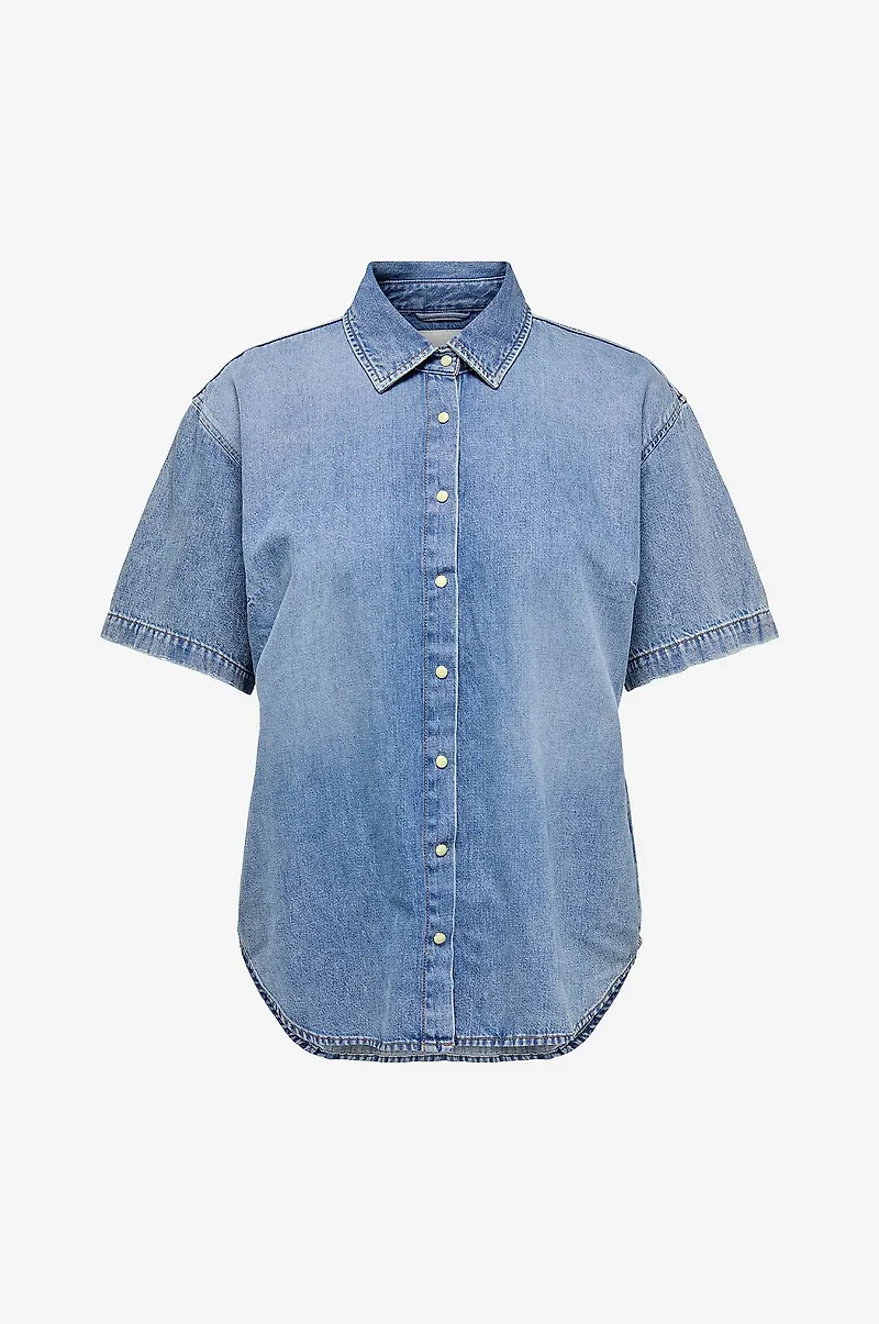 Only Carmakoma - Skjorta carMontreal SS Shirt Dnm - Blå
