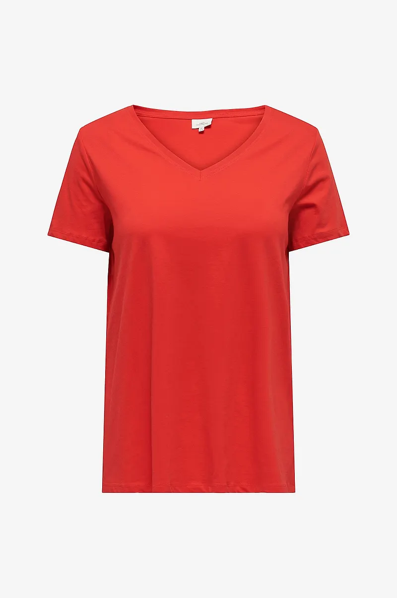 Only Carmakoma - Topp carBonnie Life S/S V-neck A-shape Tee - Röd