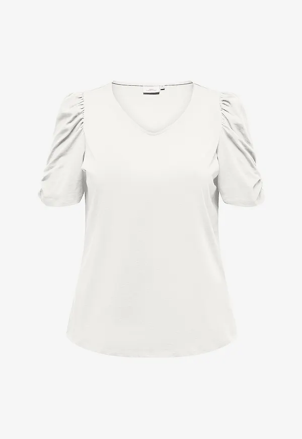 Only Carmakoma - Topp carDravy S/S V-neck Top - Vit
