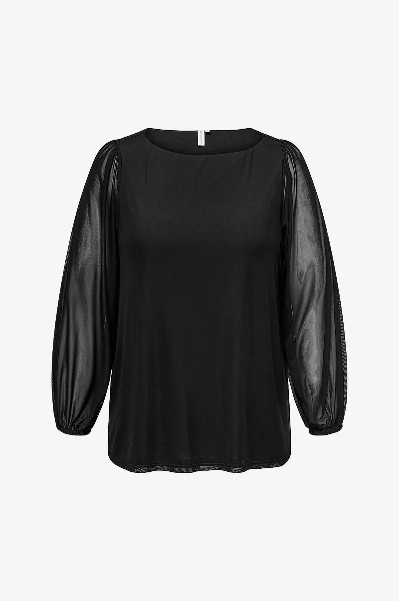 Only Carmakoma - Topp carForest Life LS Boatneck Top Jrs - Svart